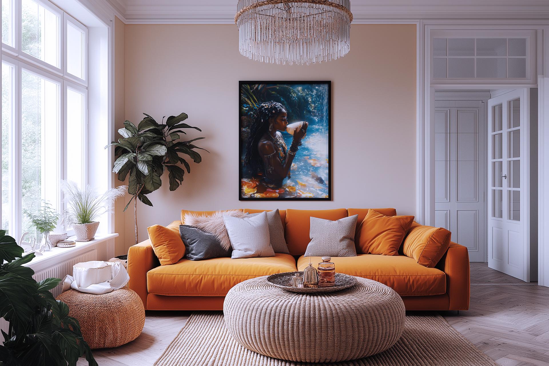Yemoja: The Great Mother of Life's Flow - Framed Matte Poster